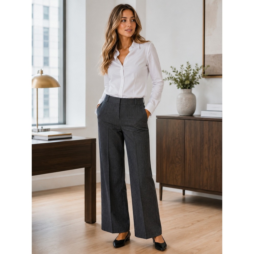 Lafayette 148 New York‎ Womens 4 Black White Micro Pattern Dress Pants Slacks